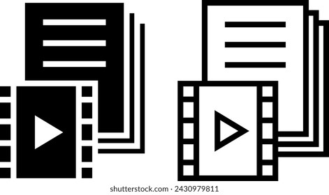 film script icon, sign, or symbol in glyph and line style isolated on transparent background. Vector illustration