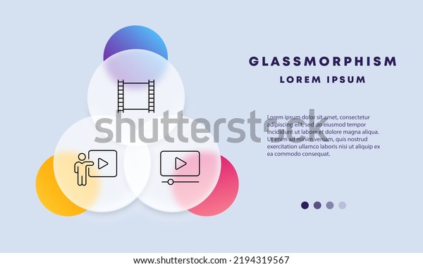 Film set icon. Movie, play button, series,\
watch online, computer, cinema, hobby, entertainment, occupation.\
Art concept. Glassmorphism style. Vector line icon for Business and\
Advertising.