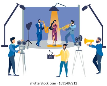 Film set people flat. In minimalist style. Cartoon flat Vector Illustration