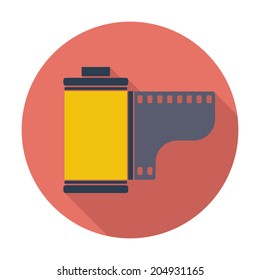 Film. Single flat color icon. Vector illustration.