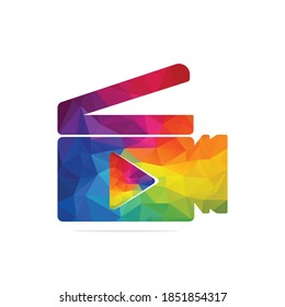 Film Slate Play Button Vector Template Design. Movie Media Symbol.