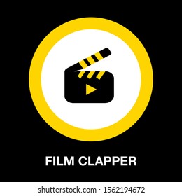 Film Slate - Vector Clip Play Button Icon - Movie Media Symbol - Start Watch Or Play Video