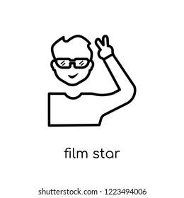 film star icon. Trendy modern flat linear vector film star icon on white background from thin line Cinema collection, editable outline stroke vector illustration