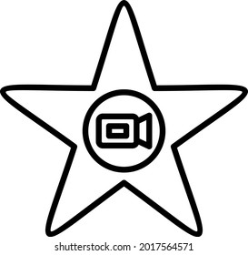 Diseño de iconos de la línea del vector de estrella de película
