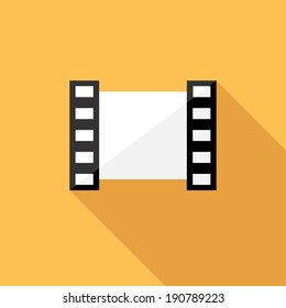 Film stock icon. Flat design style modern vector illustration. Isolated on stylish color background. Flat long shadow icon. Elements in flat design.