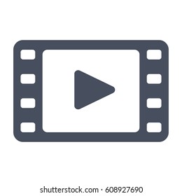 Film stock or video icon, black vector silhouette