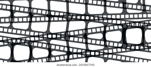 Film Strip Background - Várias fitas pretas sobre um fundo branco.