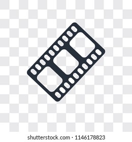 Film strip black vector icon isolated on transparent background, Film strip black logo concept