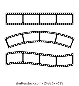Film strip black and white flat vector icon design. Film strip sign and symbol set