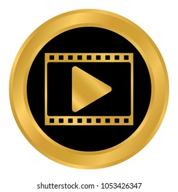 Film strip button on white background. Vector illustration.