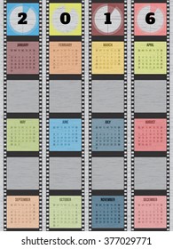 Film strip calendar design for year 2016