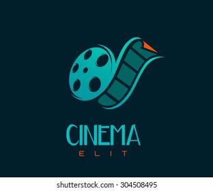 film strip cinema abstract logo design template