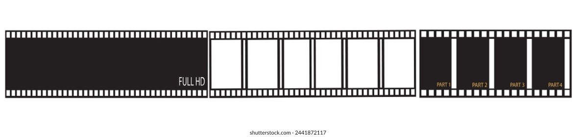 Filmstreifen-Sammlung. Vektor-Isolat auf weißem Hintergrund