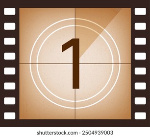 Film strip countdown. Retro cinema screen style