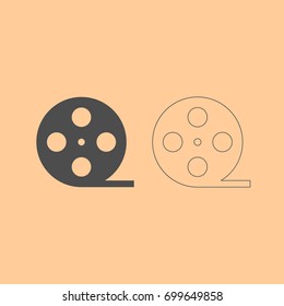 Film strip dark grey set icon .