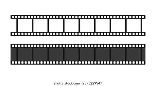 Film strip designs in various styles. film trip vector. Realistic film strip icon used for cinema reel, videography elements. Vector illustration.