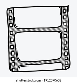 Film strip doodle vector icon. Drawing sketch illustration hand drawn line.