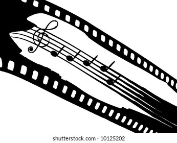 Film strip with elements of music