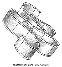 Film strip. Empty film strip tape with shaddow for projection, movie and cinema design. Vector monochrome element isolated on white background