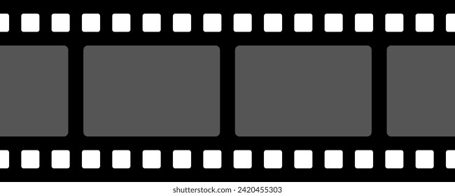 Film strip, filmstrip seamless pattern. Black repeating photo frame strips tape. EPS 10 vector illustration.