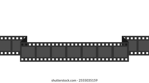 Film strip frame. Cinema Movie festival. Advertisement, banner, flyer, poser, invitation template. Line shape ribbon. Design element. Flat design. White background. Isolated. Vector illustration