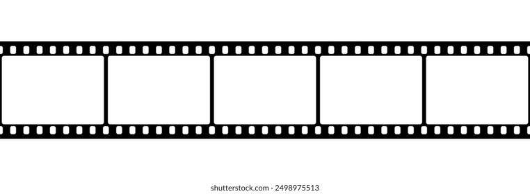 Marco de tira de película. Cinta de cine. Foto negativa, filmstrip. Película de Ilustración vectorial sin fisuras negro sobre fondo blanco para proyectos de temática cinematográfica, carteles de películas y álbumes fotográficos.