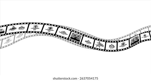 Film strip frame. Cinema tape. Photo negative, filmstrip. Movie black seamless vector illustration on white background for cinema-themed projects, movie posters and photographic albums