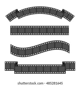 Film strip frame four set. Different shape ribbon. Design element. White background. Isolated. Flat. Vector illustration