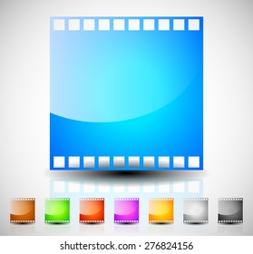 Film strip, film frame icons for photography, cinematography concepts. 8 colors included to match your design.