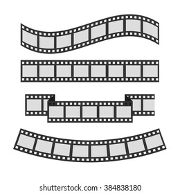 Film strip frame set. Different shape ribbon. Template. Design element. White background. Isolated. Flat design. Vector illustration