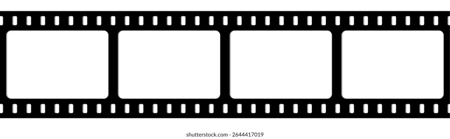 Film strip frame vector illustration, Cinema tape. Photo negative, filmstrip. Movie black seamless cinema-themed projects, movie posters and photographic albums,  videography elements, cinema reel. 