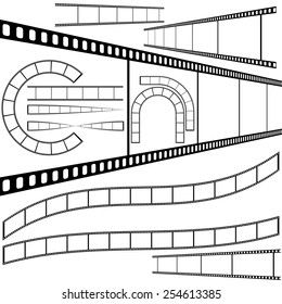 film strip frame vector set