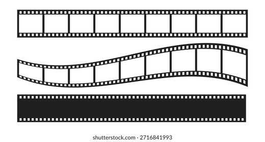Marco de tira de película Colección Vector plano conjunto aislado sobre fondo blanco.
