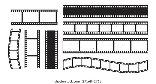 Film Strip Frames Collection Flat Vector Set Isolated on White Background.