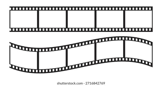 Conjunto de vetor plano de coleção de quadros de fita de filme isolado no plano de fundo branco.