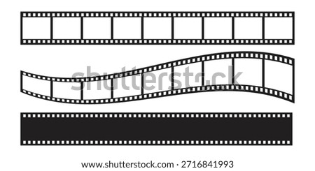Film Strip Frames Collection Flat Vector Set Isolated on White Background.