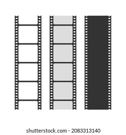 Film strip graphic icons set. Photographic tape signs isolated on white background. Vector illustration