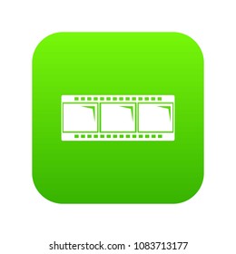 Film strip icon green vector isolated on white background