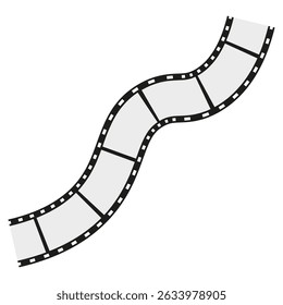 Film strip icon. Movie reel symbol. Black white frame. Vector illustration.