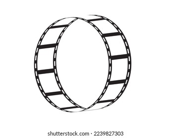 Icono de la tira de película. Películas Viene fondo con rollo de película. Icono de la tira de película. Ilustración vectorial rellena de negro. Símbolo de la tira de película sobre fondo blanco.