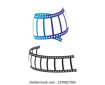 Film Strip icon. Movies Flim background with Flim roll. Film Strip icon. Black filled vector illustration. Film Strip symbol on white background.