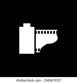 Film Strip Icon On Black Background. Black Flat Style Vector Illustration.