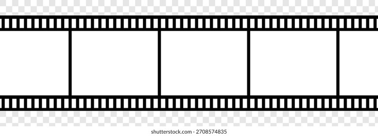 Icono de tira de película en contorno y Vector de estilo sólido. icono de tira de película utilizado para Elementos de videografía, carrete de cine. Tira de película con marcos, fotos y videos para cámara. Plantilla de tira de película. 