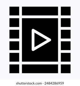 Film Strip Icon, Reel , Video Reel Vector Icon. Isolated Silhouette Vector Icon.
