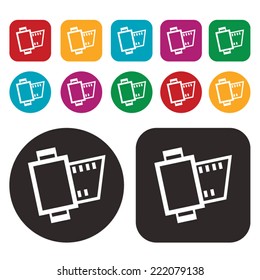 film strip icon. roll film icon