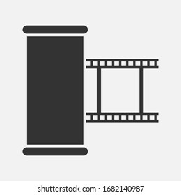 film strip icon. film roll icon on a background