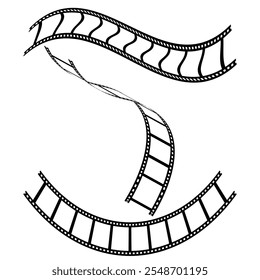Film Strip icon set design. Film strip set vector image. Set of realistic film or movie reels strips vector image