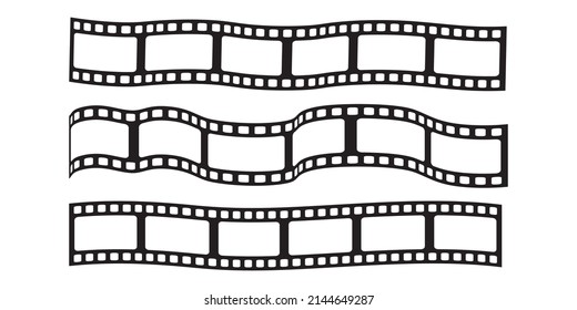 Film strip icon set. Series of transparencies in a strip for projection, movie and cinema design. Vector illustration on white background. Vector illustration