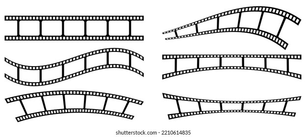 Film strip icon set. Video tape photo film strip frame. Vector illustration