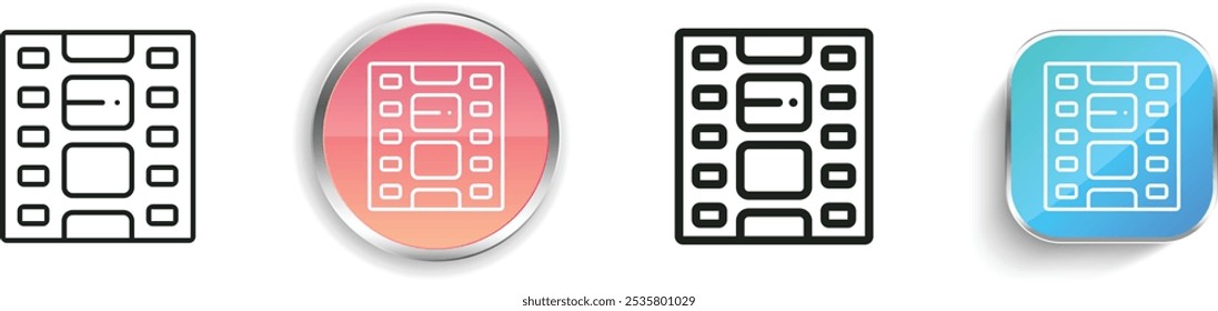 film strip icon. Thin Linear, Regular and Button Style Design Isolated On White Background